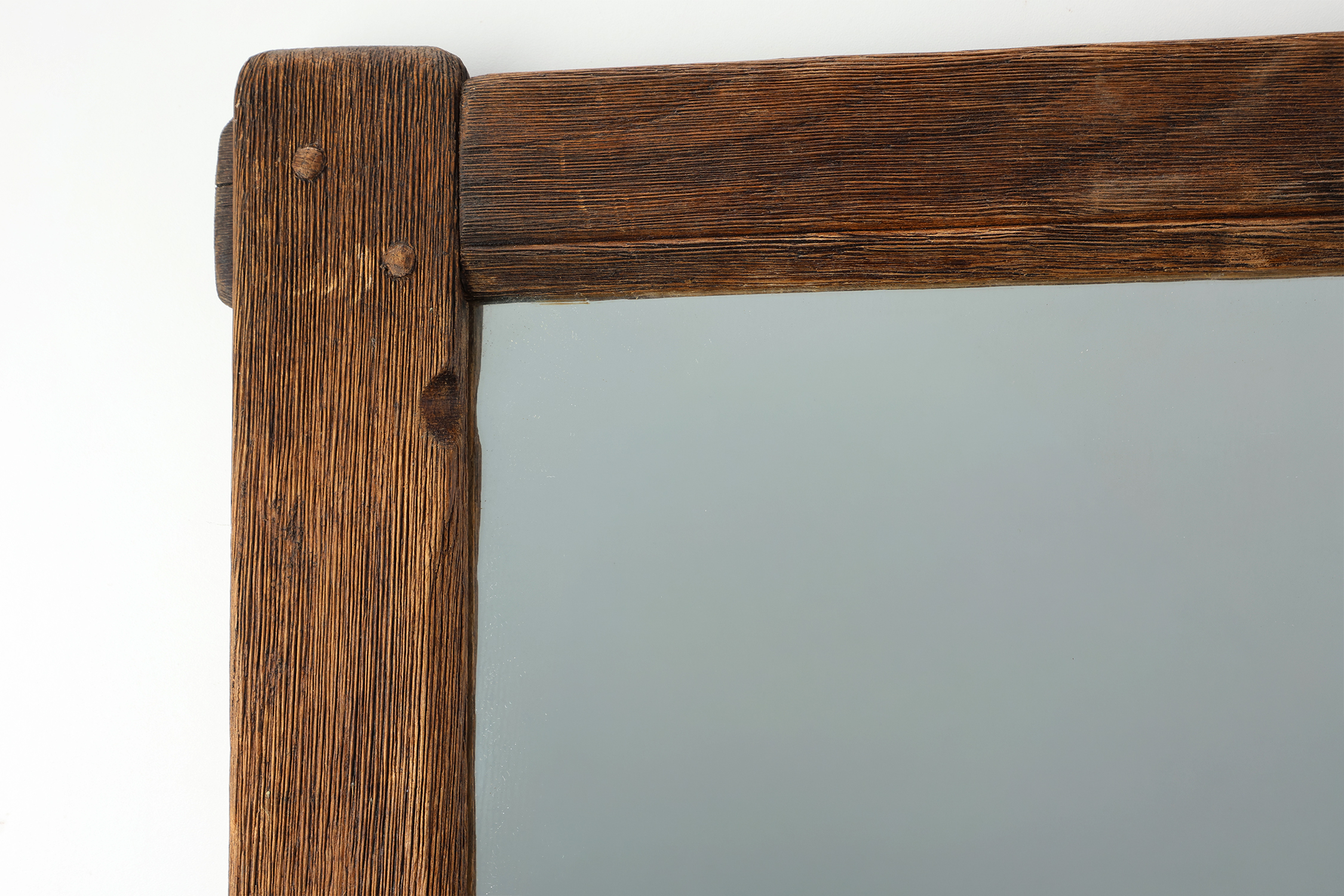 Antique oak rustic wall mirror, France ca. 1820thumbnail